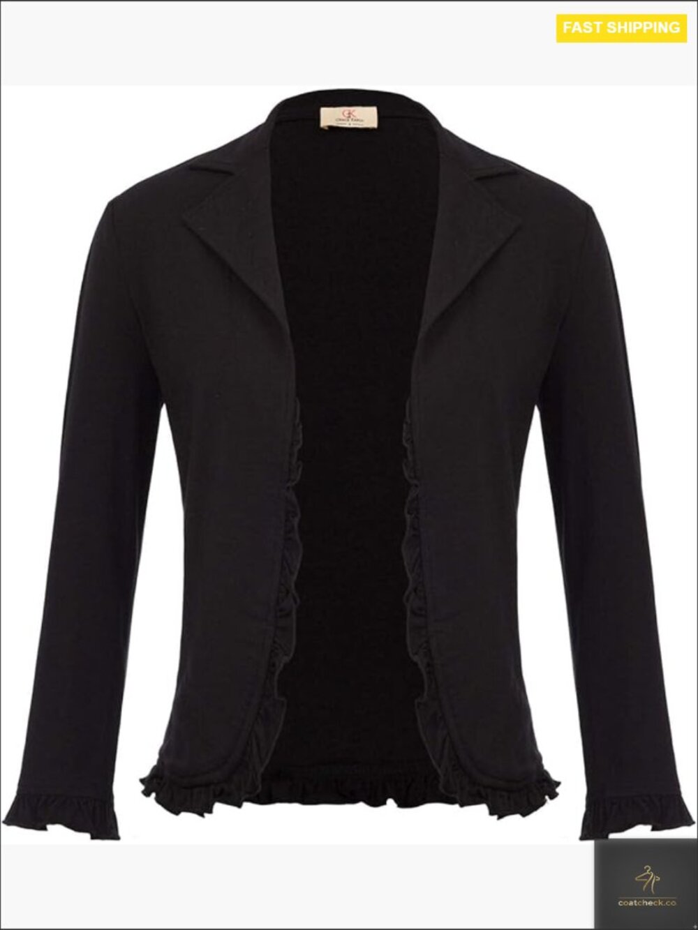 Cropped Blazer Jacket Lightweight Open Front 3/4 Sleeve Stretch Cotton Casual